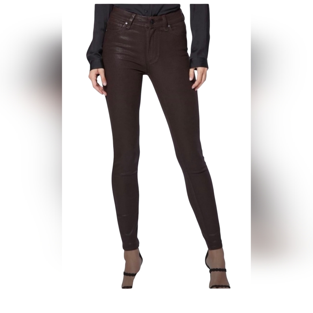Paige "Anthropologie" Hoxton Ankle Black Cherry Luxe Coating Jeans. Size 34